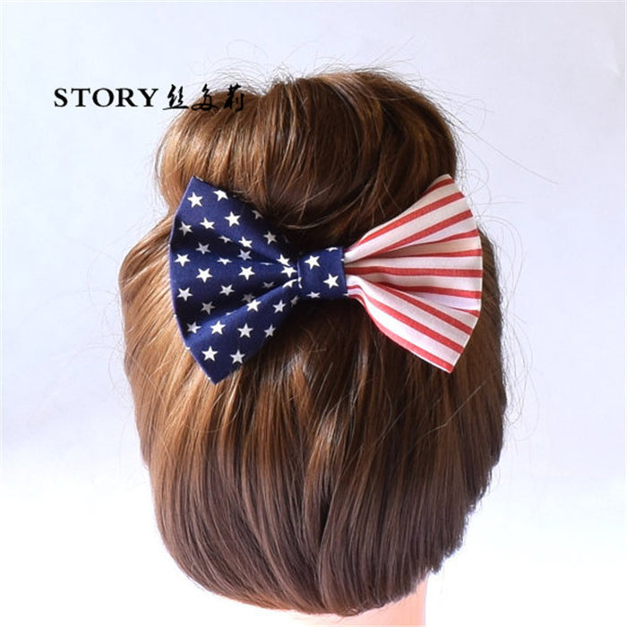 Wholesale 4th of July Independence Day Bow Hair Clip MOQ≥2 JDC-HC-Yibaif001