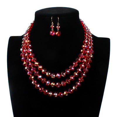 Jewelry WholesaleWholesale ABS Plastic Glass Crystal Multilayer Necklace Earrings Set JDC-NE-TC288 Necklaces 腾层 %variant_option1% %variant_option2% %variant_option3%  Factory Price JoyasDeChina Joyas De China