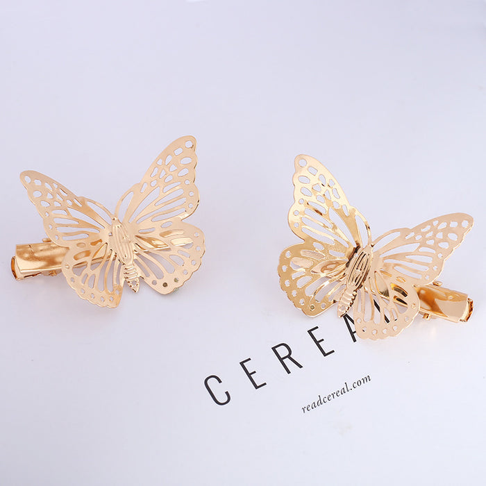 Wholesale alloy versatile three -dimensional hollow butterfly hairpin MOQ≥2 JDC-HC-RXGS009