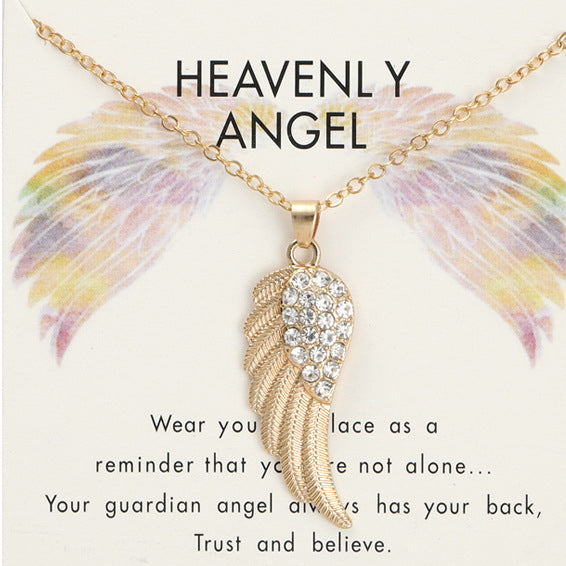 Collares de aleación de diamantes de las alas de ángel al por mayor jdc-ne-yul001