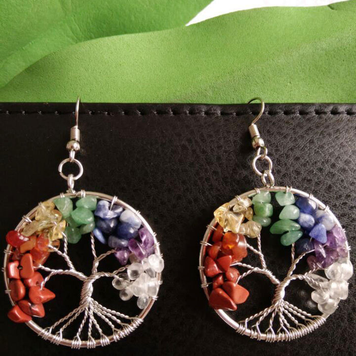 Wholesale earrings alloy natural crystal colorful tree roots MOQ≥2 JDC-ES-HXu002