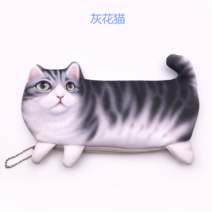 Wholesale Pencil Bags Polyester Cartoon Creative Simulation Cat Printing JDC-PB-Donglej010