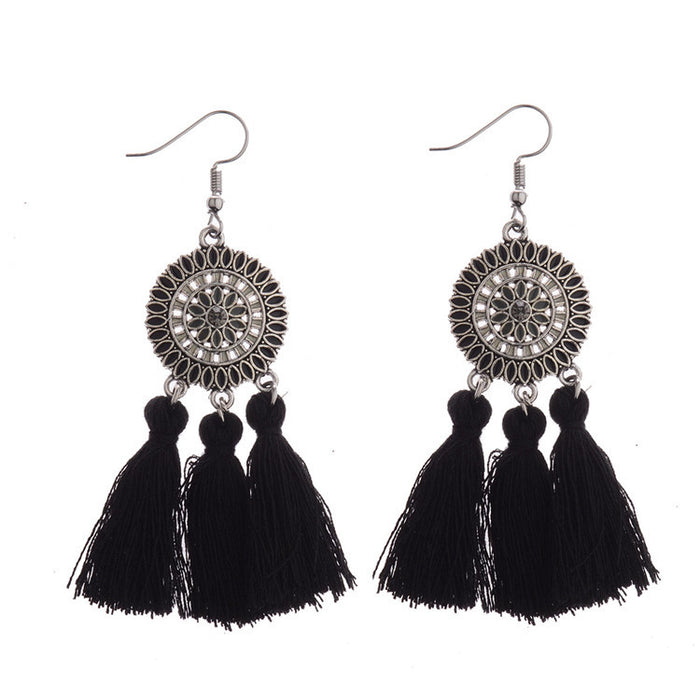 Wholesale earrings cloth colorful dripping sunflower tassels MOQ≥2 JDC-ES-DuoW005