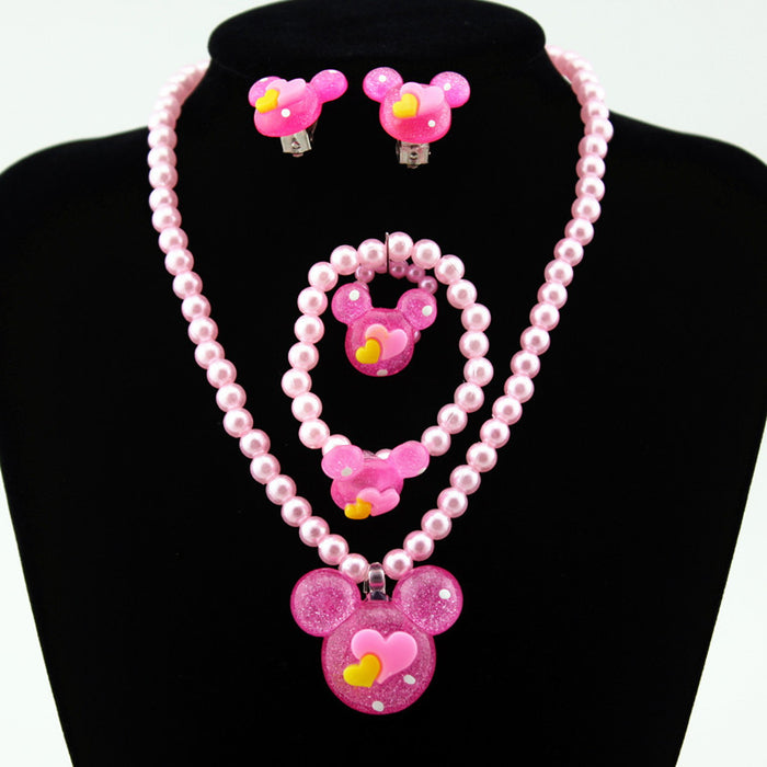 Ensemble bracelet de collier en gros de quatre colliers de perle d'imitation moq ≥3 jdc-ne-shangd007