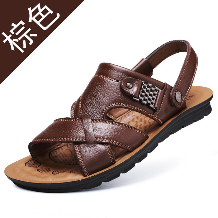 Chaussures de plage en cuir masculin en gros de grandes sandales et pantoufles décontractées JDC-SD-JLF002