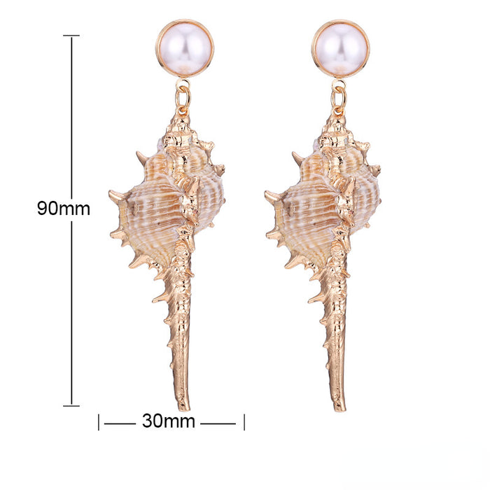 Wholesale Conch Alloy Earrings MOQ≥2 JDC-ES-DianQ007
