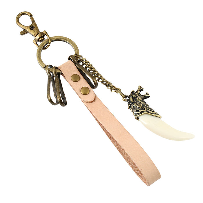 Wholesale Keychain Leather Resin Wolf Tooth Retro JDC-KC-PK009