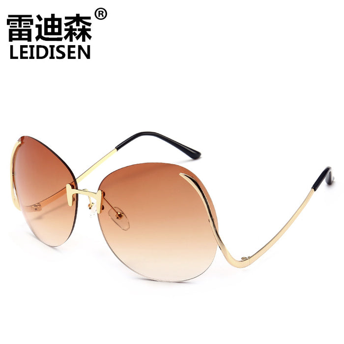Wholesale Color Ocean Sheet Rimless Curved Leg Sunglasses JDC-SG-GaoD009