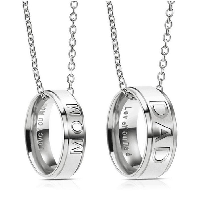 Wholesale Necklaces Titanium Steel DAD MOM Ring Necklace MOQ≥2 JDC-NE-HuH008