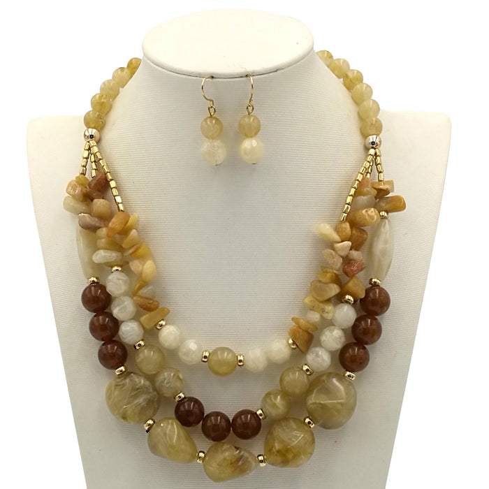 Wholesale jewelry necklace exaggerated two-color beaded multi-layer collarbone chain JDC-NE-TC290