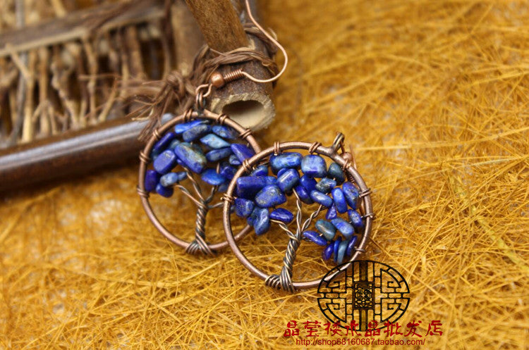 Wholesale crystal bronze earrings tree of life JDC-ES-jinshe005