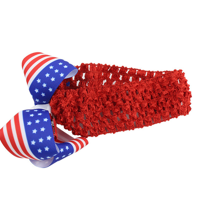 Wholesale 4th of July Independence Day Series Bubble Flower Hair Net Kids Bow Hair Clips JDC-HC-HaoC002