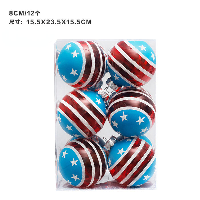 Wholesale 4th of July Independence Day Decorations Painted Balls Flag Christmas Balls Party Ornaments MOQ≥2 JDC-OS-SY003