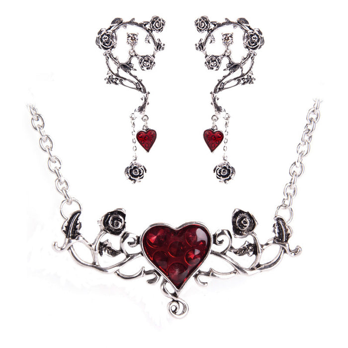 Wholesale Necklaces Alloy Gothic Rose Drip Oil Heart JDC-NE-LinL005