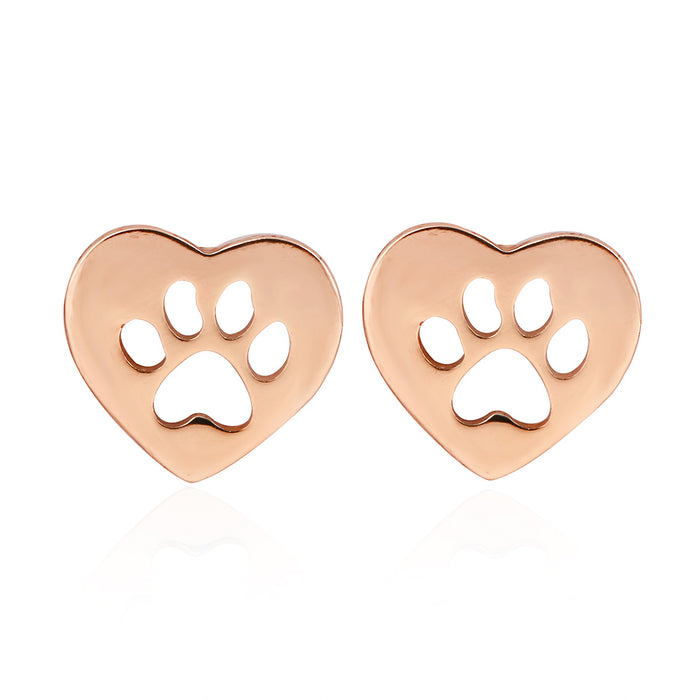 Wholesale Hollow Heart Pet Footprint Copper Earrings JDC-ES-SS006