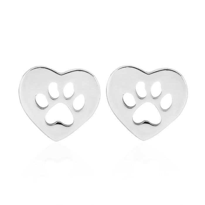 Wholesale Hollow Heart Pet Footprint Copper Earrings JDC-ES-SS006