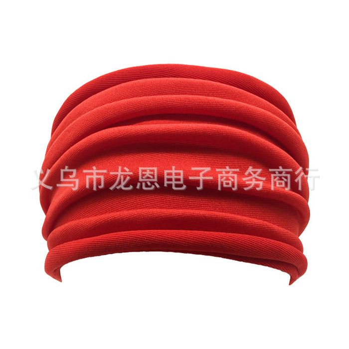 Wholesale Headband Fabric Ladies Pleated Fashion Mom Super Wide Headband JDC-HD-LEN001