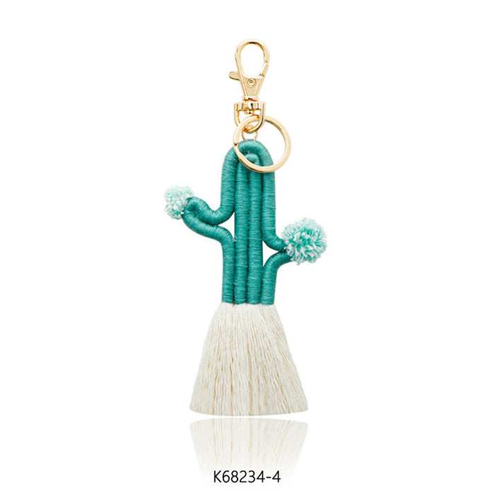 Wholesale hand woven Bohemian cactus keychain MOQ≥2 JDC-KC-JM008