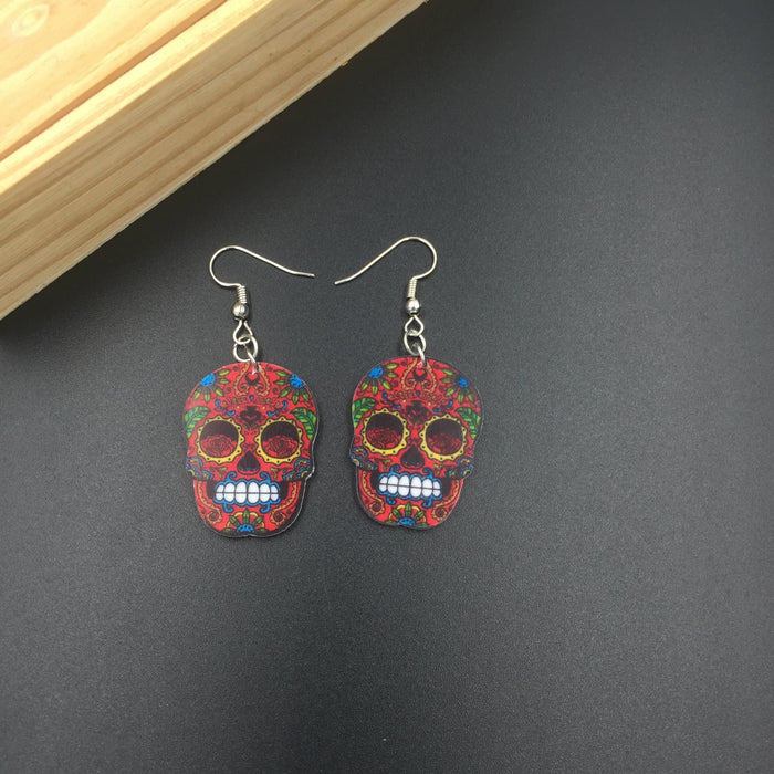 Wholesale Skull Earrings Acrylic Skull Pendant JDC-ES-Xieq001