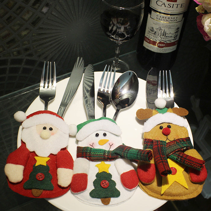 Wholesale Decorative Cutlery Bag Christmas Ornaments Dining Table Cutlery Set MOQ≥2 JDC-DCN-XinDun004