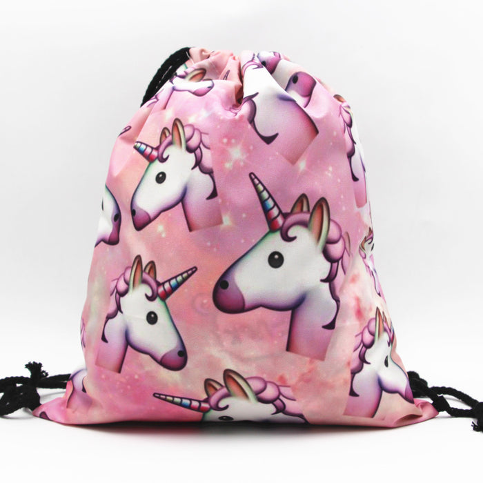 Wholesale Backpack Oxford Cloth Unicorn Print Drawstring Pocket JDC-BP-Donglej003