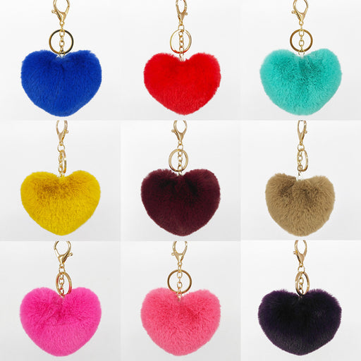 Jewelry WholesaleWholesale imitation rabbit hair love key chain MOQ ≥ 10 JDC-KC-YZ009 Keychains 永泽 %variant_option1% %variant_option2% %variant_option3%  Factory Price JoyasDeChina Joyas De China