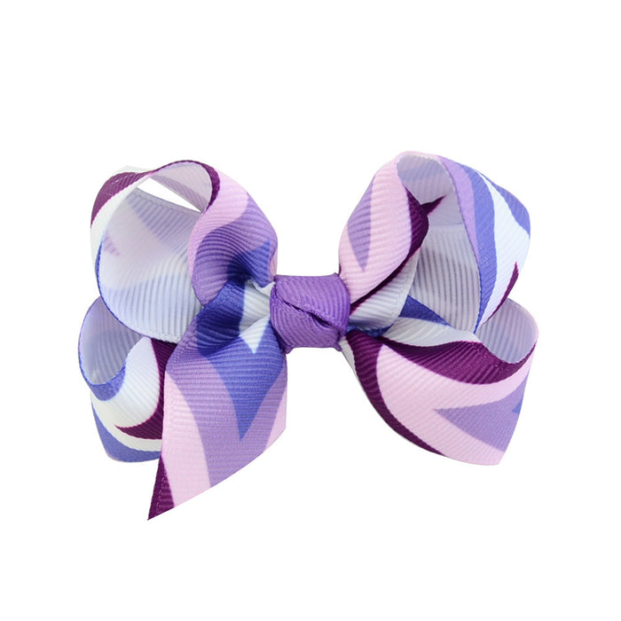 Wholesale 12 Colors Wave Print Striped Fishtail Bow Hair Clips MOQ≥2 JDC-HC-YL076
