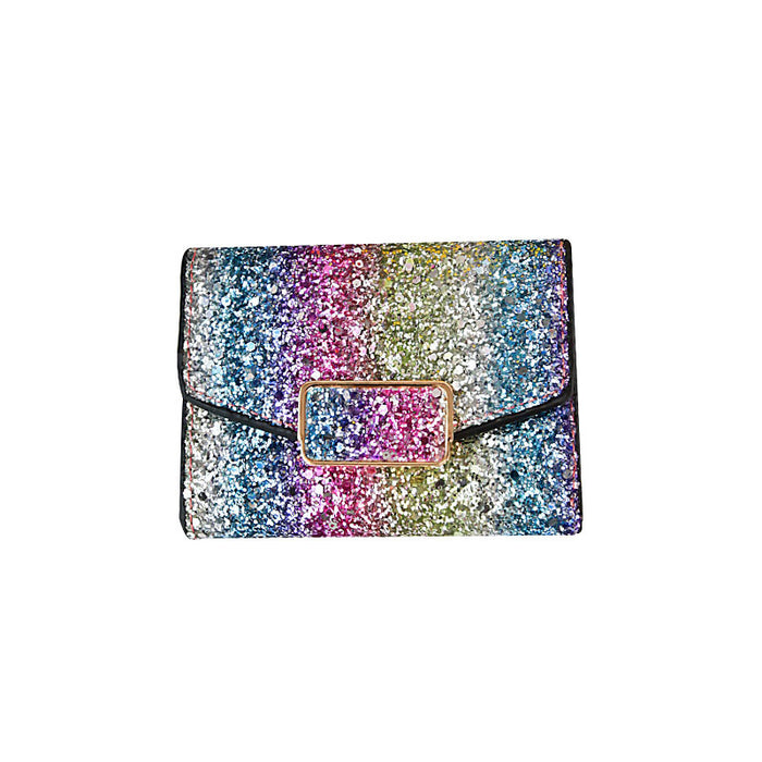 Wholesale Wallet PU Sequin Lock Trifold Clutch JDC-WT-Lude003