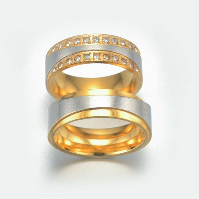Wholesale Two Tone K Gold Diamond Stainless Steel Ring JDC-RS-Dingc021