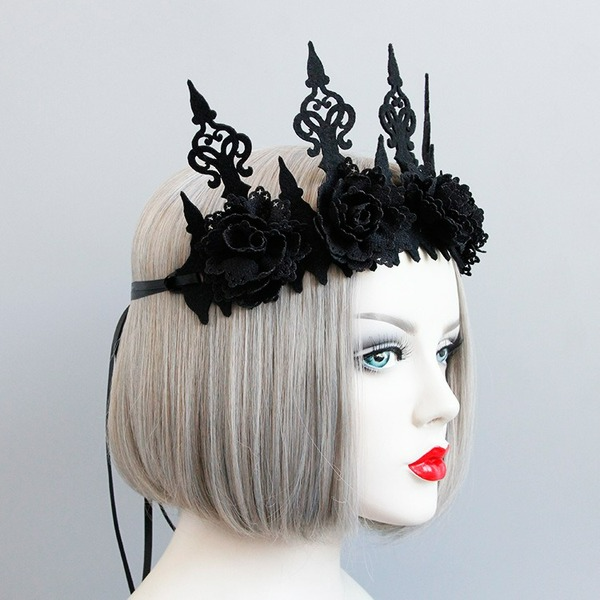 Wholesale Black Crown Halloween Women's Wreath Headband  MOQ≥5 JDC-HD-HeiY001