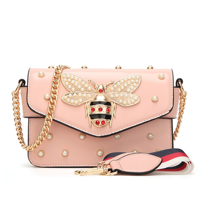 Wholesale Shoulder Bag PU Small Bee Shoulder Messenger Small Square Bag Pearl JDC-SD-Anmo003