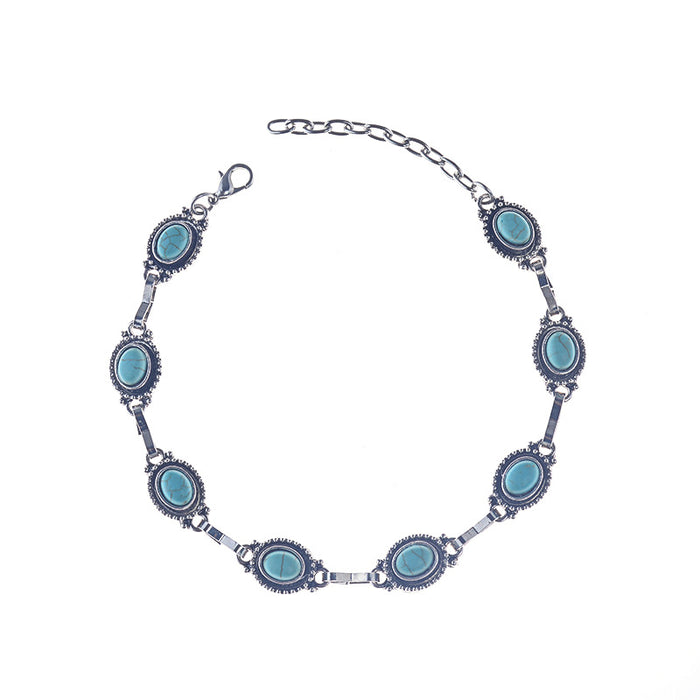 Jewelry WholesaleWholesale Alloy Turquoise Anklet JDC-AS-DN005 anklets 道妮 %variant_option1% %variant_option2% %variant_option3%  Factory Price JoyasDeChina Joyas De China