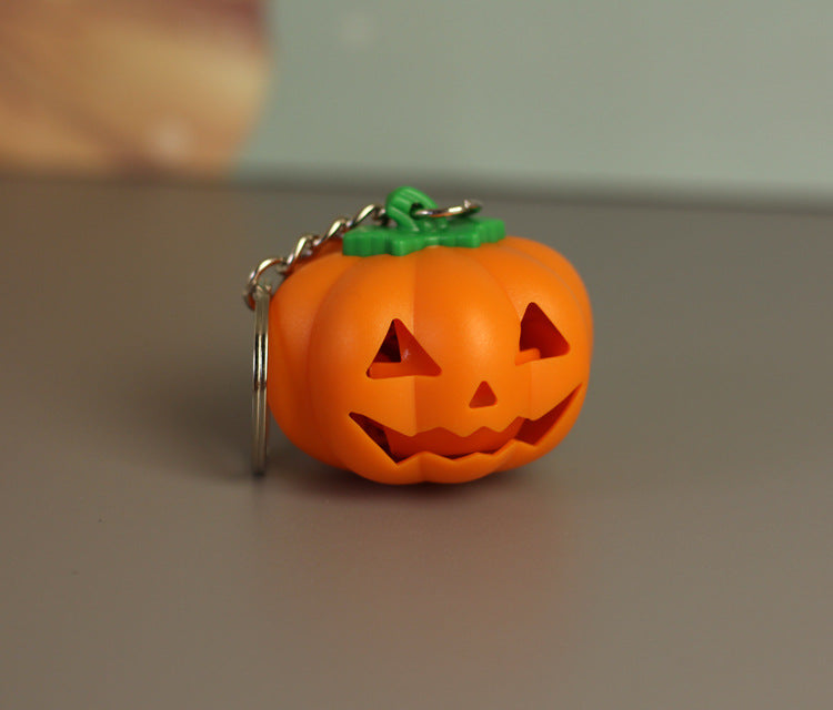Wholesale Keychain Resin Halloween Pumpkin Sound Band LED Light Glow MOQ≥3 JDC-KC-HMB016