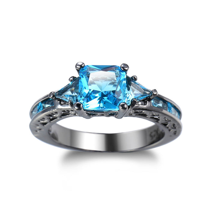 Wholesale Rings Alloy Glass Ocean Blue MOQ≥2 JDC-RS-LongY026
