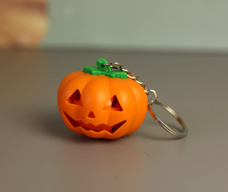 Wholesale Keychain Resin Halloween Pumpkin Sound Band LED Light Glow MOQ≥3 JDC-KC-HMB016