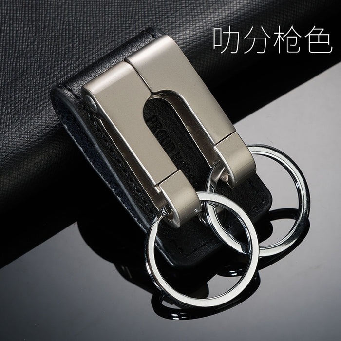 Wholesale Keychains Zinc Alloy Carbon Steel Men's Business Belt Double Ring MOQ≥2 JDC-KC-DHT001