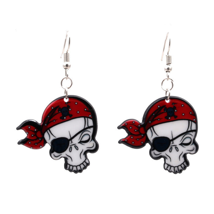 Wholesale Halloween Acrylic Skull Heart Earrings JDC-ES-ML077