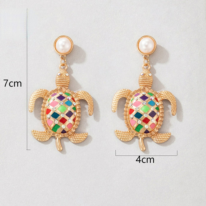Wholesale Pearl Color Turtle Diamond Alloy Earrings JDC-ES-C188