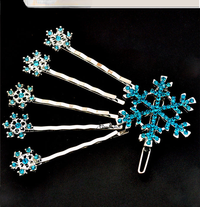Accesorios para el cabello navideño al por mayor clips de cabello de copo de nieve para niños jdc-hc-qxue001