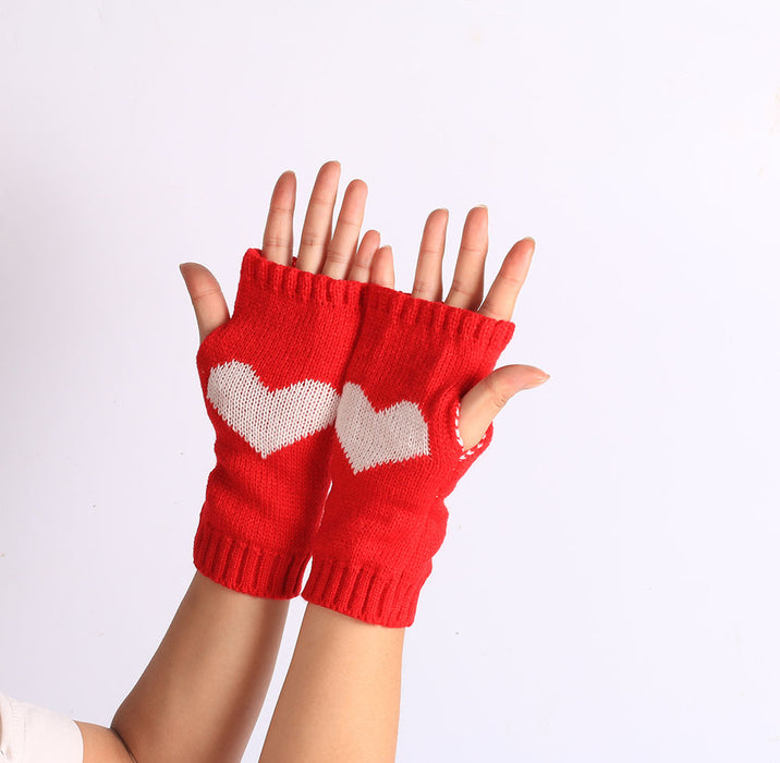 Wholesale Gloves Wool Warm Big Heart Knitted Fingers MOQ2≥2 JDC-GS-XQ001