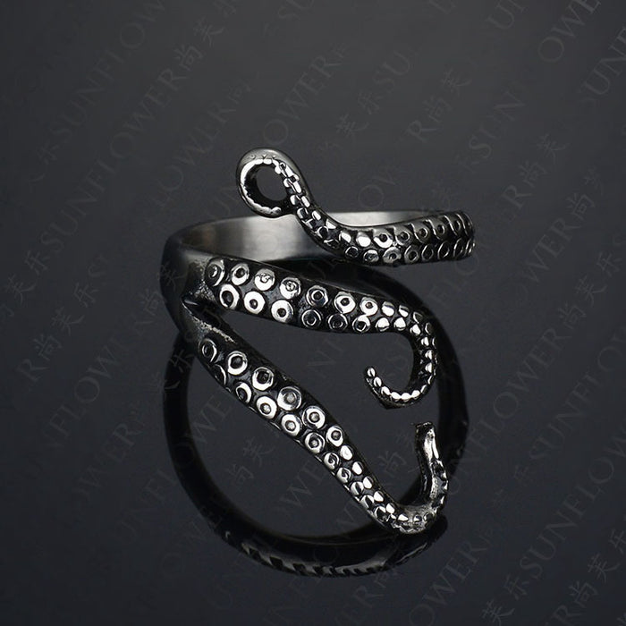 Jewelry WholesaleWholesale Octopus Punk Personality Stainless Steel Vintage Open Ring JDC-RS-RXSFL013 Rings 简漫 %variant_option1% %variant_option2% %variant_option3%  Factory Price JoyasDeChina Joyas De China