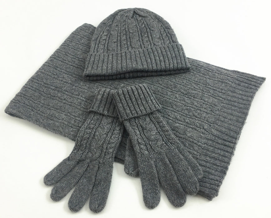 Wholesale Hat Acrylic Classic Twist Warm Scarf Gloves 3 Piece Sets MOQ≥2sets JDC-FH-Xued001