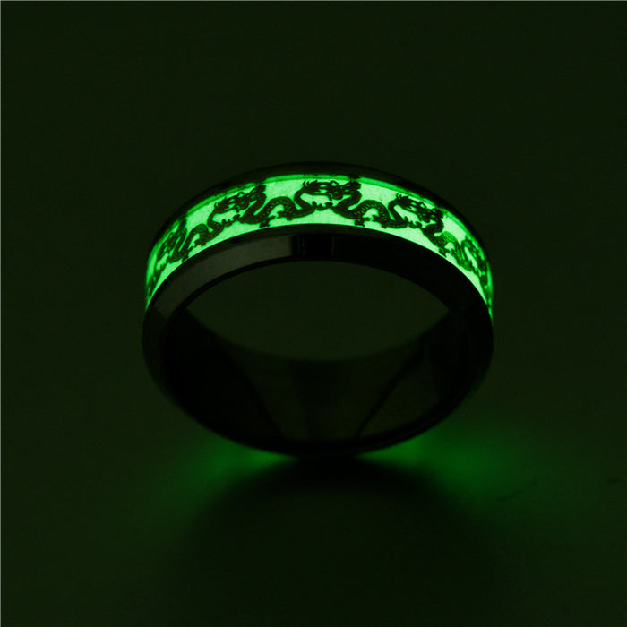 Anillos al por mayor Titanium Steel Fluorescente Doble Dragon Ring JDC-RS154