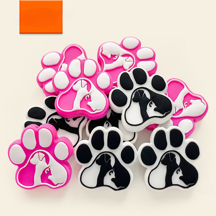 Wholesale 10PCS Creative Dog Paw Print Silicone Beads JDC-BDS-WDX055