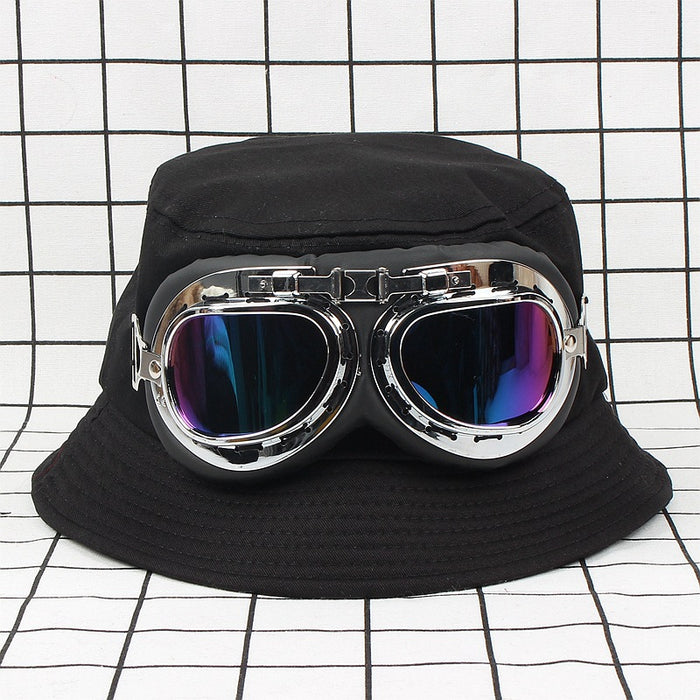 Wholesale Hat Polyester Pilot Glasses Decorative Bucket Hat MOQ≥2 JDC-FH-LvYi034