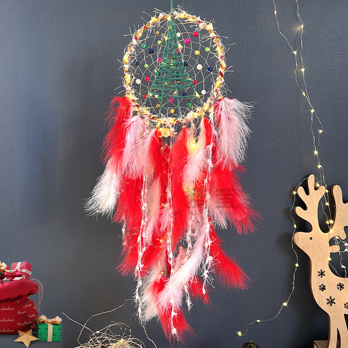 Wholesale Dream Catcher Feather Red Christmas Tree Pendant Gift With Light MOQ≥2 JDC-DC-MYing038