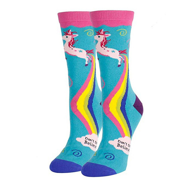 Wholesale socks Unicorn rainbow printed autumn winter socks JDC-SK-DFF015
