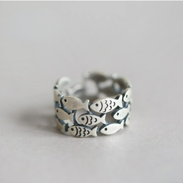 Wholesale Rings S925 Sterling Silver Cute Fish Adjustable JDC-RS-Congz001