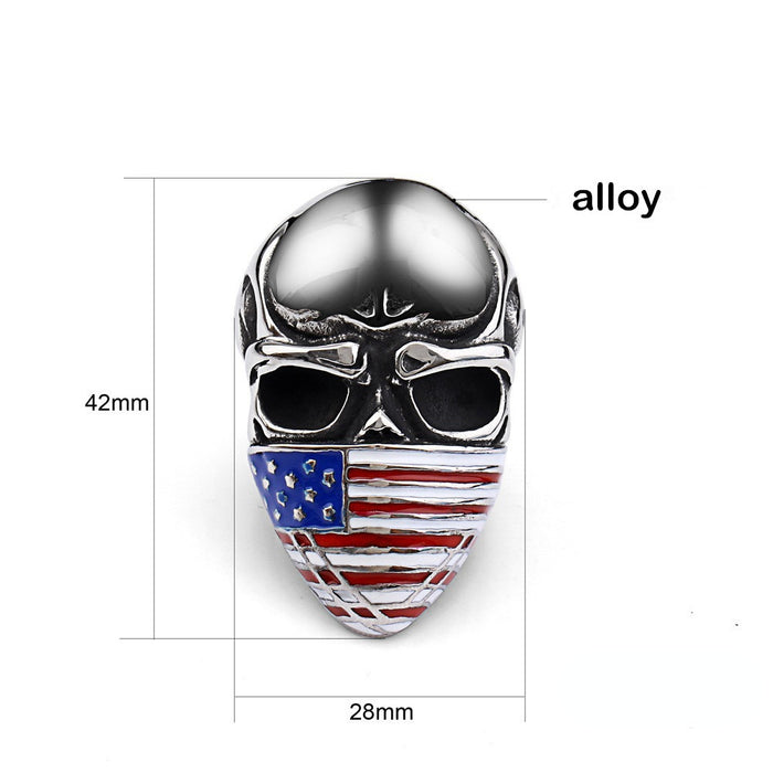 Wholesale 4th of July Independence Day Skull Alloy Men's Ring JDC-RS-ShaK001