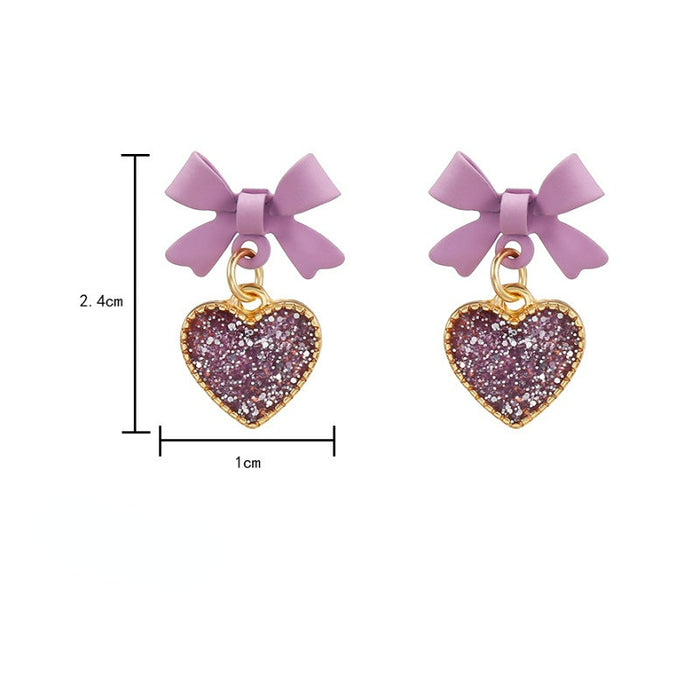 Wholesale S925 Silver Needle Alloy Purple Heart Earrings JDC-ES-Haoli001
